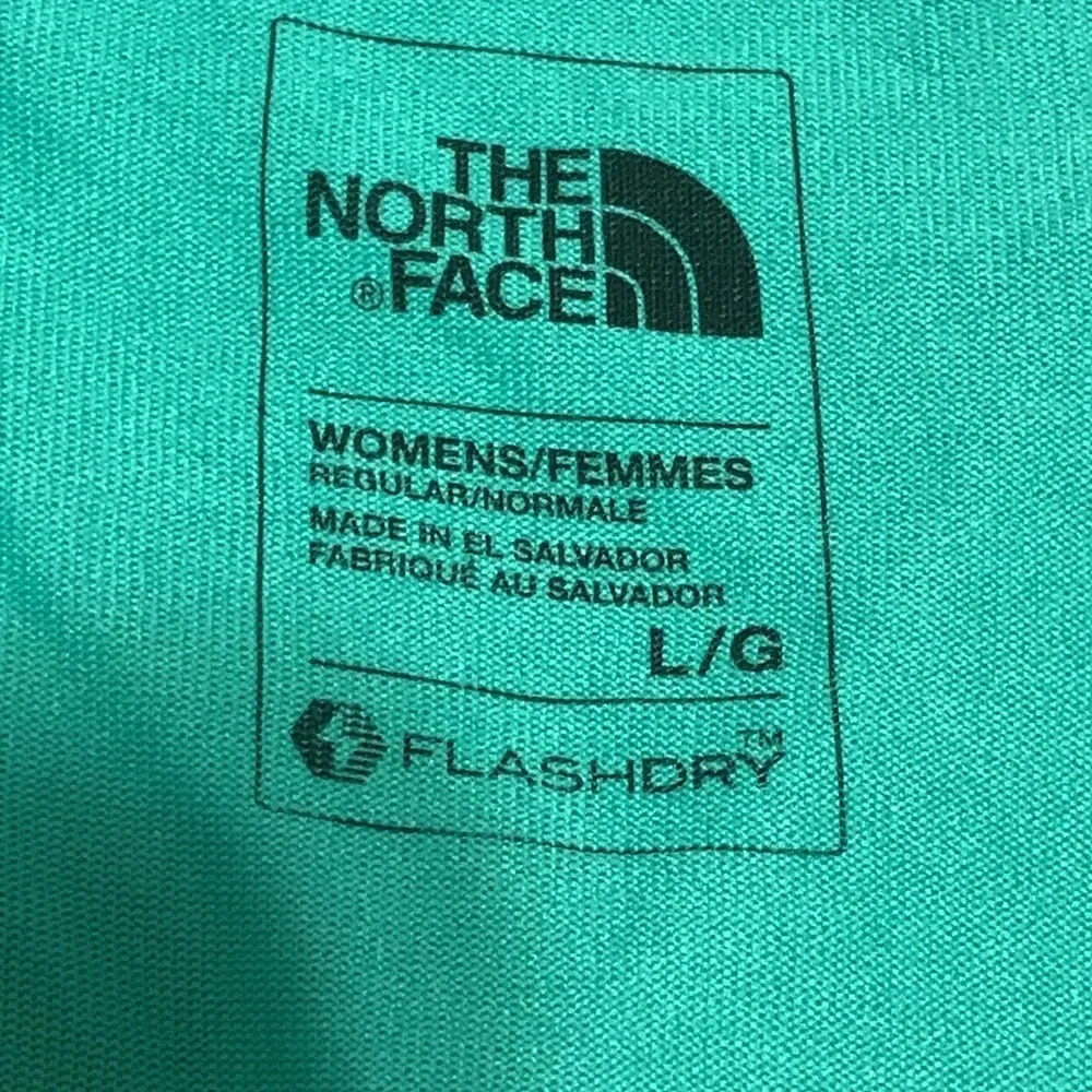 The North Face Womens FlashDry V-Neck Short Sleeve Athletic Tee Green Pink L - Picture 6 of 7